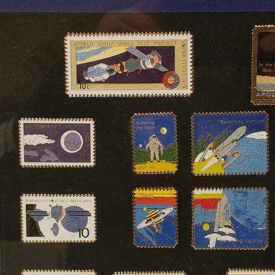 Framed & Matted Collection of USPS Enamel Pins Commemorating Outstanding Achievement in Space Flight image number 3