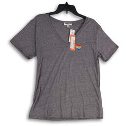 NWT Womens Gray Short Sleeve V-Neck Pullover T-Shirt Size Large
