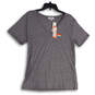 NWT Womens Gray Short Sleeve V-Neck Pullover T-Shirt Size Large image number 1