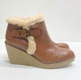 Sam Edelman Leather Layla Wedge Booties Brown 9.5