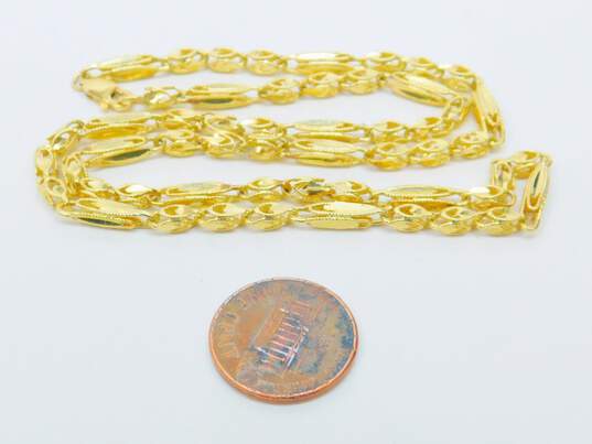 14K Gold Etched & Textured Open Fancy Link Chain Necklace 14.0g image number 5
