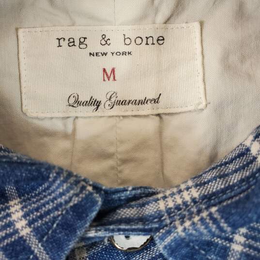 Rag & Bone Men Blue/White Plaid Button Up Shirt Sz M image number 2