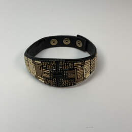 Designer Stella & Dot Gold-Tone Black Leather Adjustable Wrap Bracelet alternative image