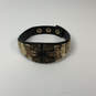 Designer Stella & Dot Gold-Tone Black Leather Adjustable Wrap Bracelet image number 2