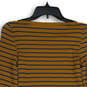 Womens Gold Blue Striped Bell Sleeve Hippie Pullover Blouse Top Size Small image number 1