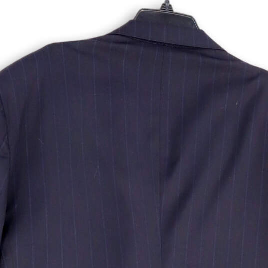Mens Blue Pinstripe Notch Lapel Single Breasted Two Button Blazer Size 50R image number 4