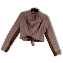 Womens Purple Long Sleeve Asymmetrical Zip Cropped Jacket Size Large