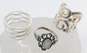 925 Sterling Silver CZ Pendant Necklace Bangle Bracelet & Rings 25.3g image number 4