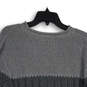 Womens Gray Black Knitted Crew Neck Long Sleeve Pullover Sweater Size M image number 4