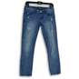 Express Womens Blue Denim Medium Wash Distressed Skinny Jeans Size 0 image number 1
