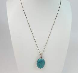 925 Turquoise Artisan Drop Pendant Necklace 18.4g
