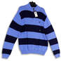 NWT Womens Blue Striped 1/4 Zip Long Sleeve Pullover Sweater Size XL image number 1