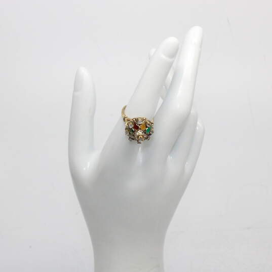Vintage 14K Yellow Gold Multi-Stone Accent Thai Princess Ring Size 6.25 - 5.4g image number 1