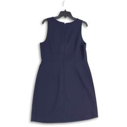 Womens Blue Scoop Neck Sleeveless Knee Length Back Zip A-Line Dress Size 12 alternative image