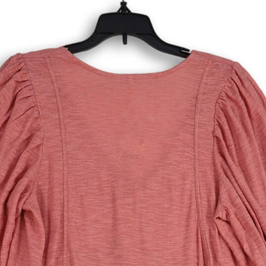 NWT Womens Pink Long Sleeve V-Neck Button Front Tunic Blouse Top Size XS image number 4