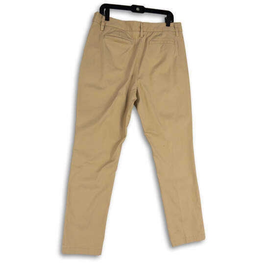 Womens Tan Flat Front Slash Pockets Straight Leg Dress Pants Size 12T image number 2