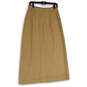 Womens Tan Flat Front Back Zip Midi A-Line Skirt Size 6 image number 2