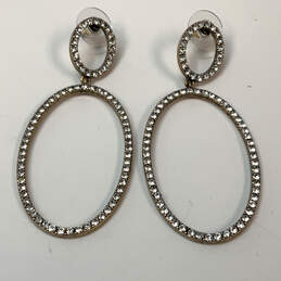 Designer J. Crew Silver-Tone Rhinestone Double Circular Hoop Earrings alternative image
