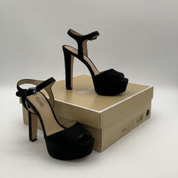 NIB Womens Trish Black Peep Toe Stiletto Heel Ankle Strap Sandals Size 6 M