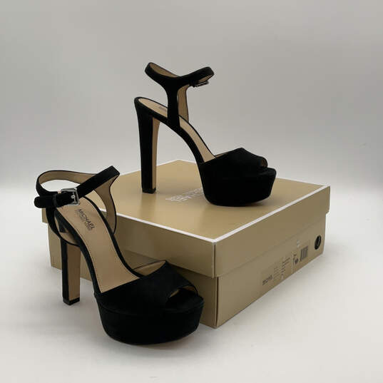 NIB Womens Trish Black Peep Toe Stiletto Heel Ankle Strap Sandals Size 6 M image number 1