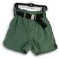 Womens Green Pleated High Waist Belted Paperbag Shorts Size 2 image number 1