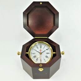 Bulova Quartermaster Maritime Clock B7910 Octagon Wooden Case