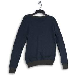 Banana Republic Womens Navy Blue Gray Knitted V-Neck Pullover Sweater Size S alternative image