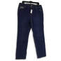 NWT Womens Blue Denim Embroidered 5-Pocket Design Straight Leg Jeans Sz 16T image number 1