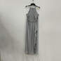 NWT Womens Gray Sleeveless Halter Neck Back Zip Long Maxi Dress Size 14 image number 1