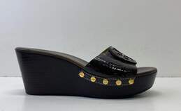 Tory Burch Patti Brown Leather Platform Wedge Slide Sandals Women's 6.5M