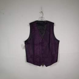 NWT Mens Paisley V-Neck Sleeveless Pockets Button Front Vest Size XL