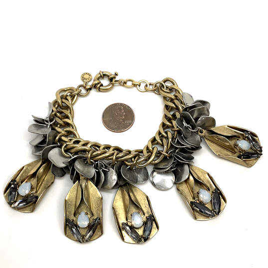Designer J. Crew Gold-Tone Crystal Cut Water Drop Stone Curb Chain Bracelet image number 3