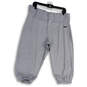 Mens Gray Flat Front Stretch Pockets Elastic Hem Baseball Capri Pants Sz XL image number 1