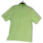 Mens Green Striped Spread Collar Short Sleeve Button Front Polo Shirt Sz L image number 2