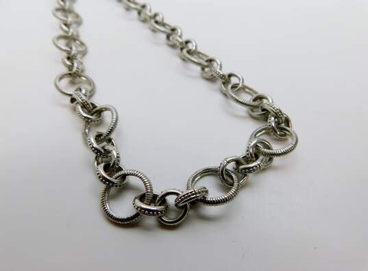 Judith Ripka 925 Sterling Silver Fancy Textured Link Chain & Citrine Toggle Clasp 83.2g image number 2