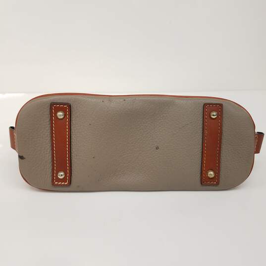 Dooney & Bourke Taupe Leather Top Handle Satchel Bag image number 3