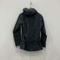 Womens Black Long Sleeve Pockets Belted Hooded Full-Zip Jacket Size 4 image number 2