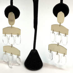 Designer Kendra Scott Gold-Tone Hammered Clear Glass Dangle Earrings