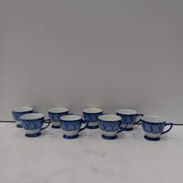 Bundle of 8 Bombay Blue Arabesque Tile Pattern Tea/Coffee Cups