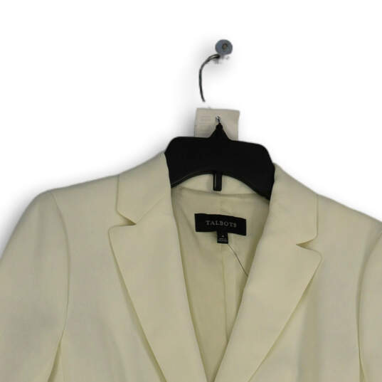 Womens White Single Breasted Long Sleeve Notch Lapel 2 Button Blazer Size 4 image number 3