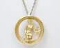 Vintage Crown Trifari Goldtone Virgo Zodiac Woman & Star Textured Circle Pendant Chain Necklace 13.8g image number 2