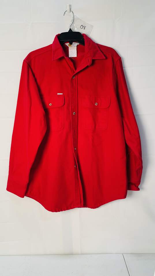 Men's Red Long Sleeve Carhartt Shirt Size: Large image number 1