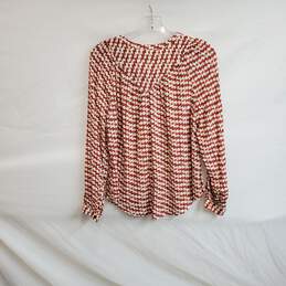 Maeve Red & White Patterned Button Up Blouse WM Size S NWT alternative image