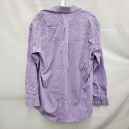 Michael Kors MN's Regular Fit Purple Plaid 100% Cotton Long Sleeve Shirt Size 16 -34/35 alternative image