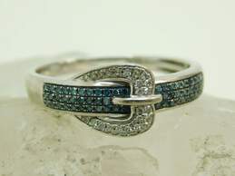 10K White Gold Diamond Accent Buckle Ring 3.0g