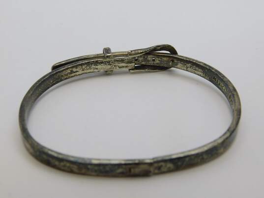 Taxco Mexico 925 Modernist Belt Buckle Hinged Bangle Bracelet 17.4g image number 2