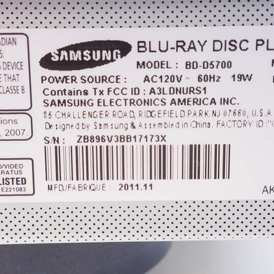 Samsung Blu-Ray Disc Player BD-D5700-SOLD AS IS image number 8