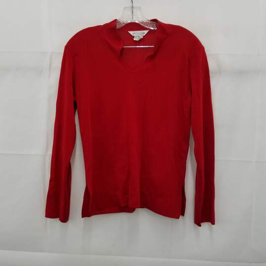 Misook Red V-Neck Sweater Petite Size Medium image number 1