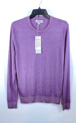 NWT Falconeri Mens Purple Cashmere Long Sleeve Classic Pullover Sweater Size M