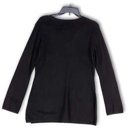 NWT Womens Black Embellished Long Sleeve Side Slit Tunic Sweater Size M alternative image